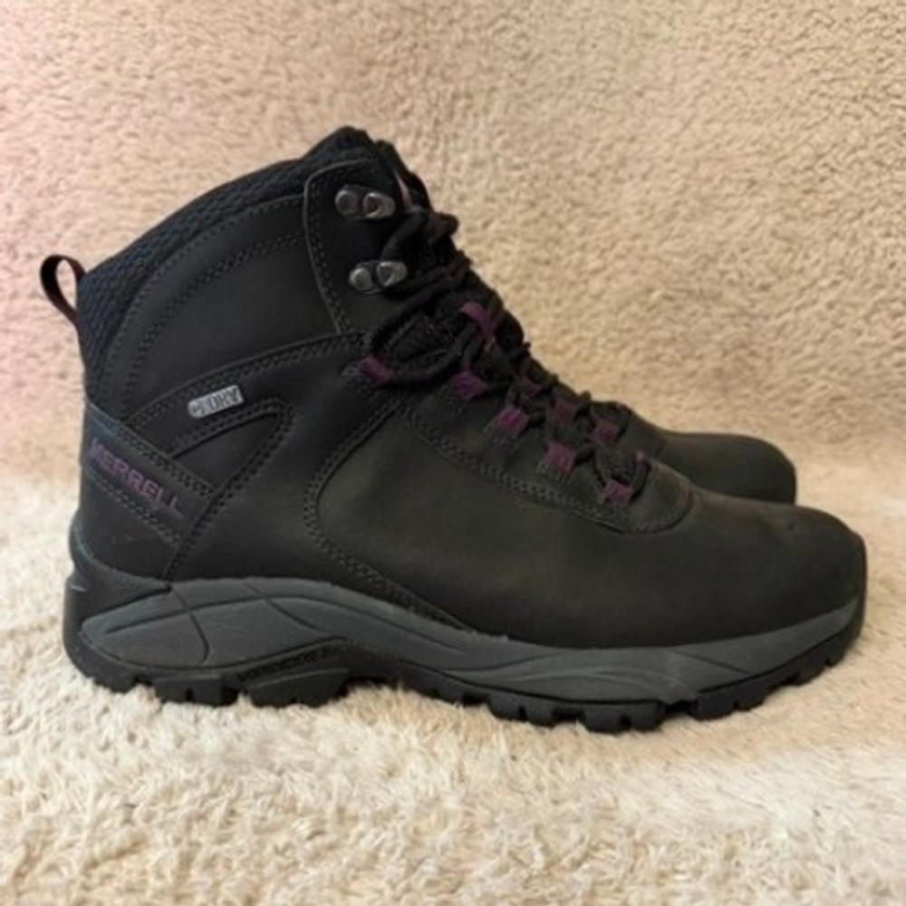 Merrell Vego Mid Waterproof Womens Size 10 Hiking Boots Black Gloxinia J311541C